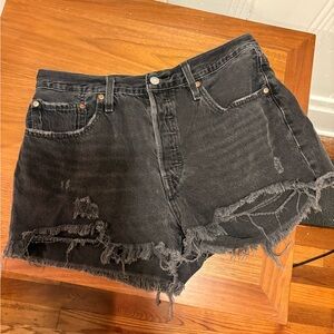 Levi's Charcoal Distressed Jean Shorts